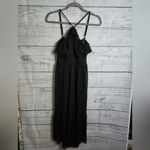 Guess Black High Low Taras Chiffon Dress Ruffles Layers Size 1 - Picture 6 of 8